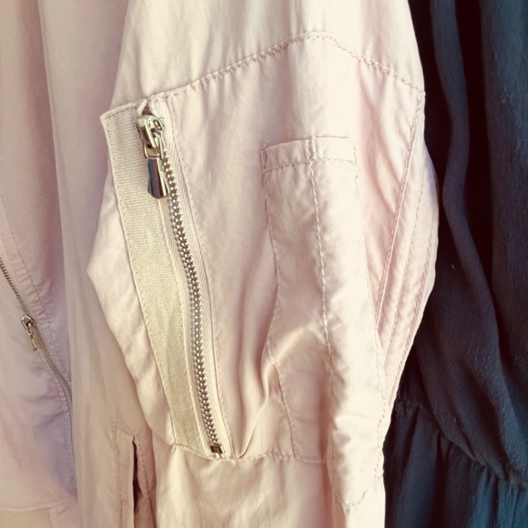 Zara Basic Womens Light Solid Pink Long Sleeve Wind Breaker Jacket Bomper  XS - Picture 7 of 12